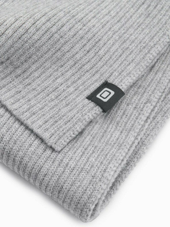 Ombre Clothing Eșarfă tricotată cu nervuri de culoare solidă pentru bărbați gri Ombre Clothing