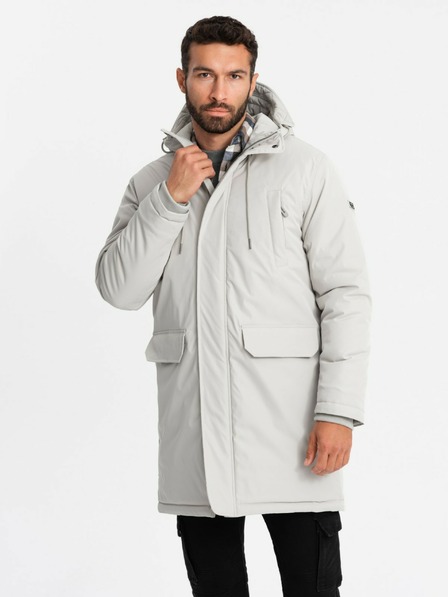 Ombre Clothing Jachetă parka clasică lungă pentru bărbați crem Ombre Clothing