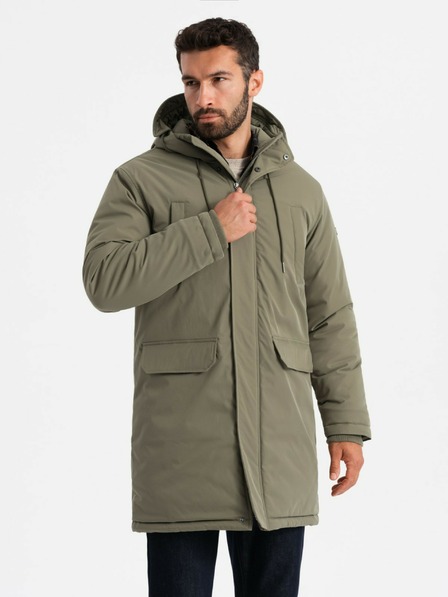 Ombre Clothing Jachetă parka lungă clasică pentru bărbați măsliniu Ombre Clothing