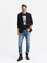 Ombre Clothing Jachetă bărbătească cu guler înalt și glugă negru Ombre Clothing