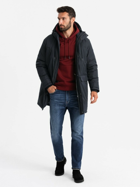 Ombre Clothing Jachetă parka clasică lungă pentru bărbați negru Ombre Clothing