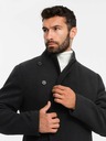 Ombre Clothing Palton bărbătesc cu guler înalt și închidere asimetrică negru Ombre Clothing