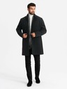 Ombre Clothing Palton bărbătesc cu guler înalt și închidere asimetrică negru Ombre Clothing
