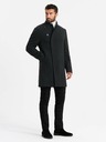 Ombre Clothing Palton bărbătesc cu guler înalt și închidere asimetrică negru Ombre Clothing
