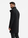 Ombre Clothing Palton bărbătesc cu guler înalt și închidere asimetrică negru Ombre Clothing