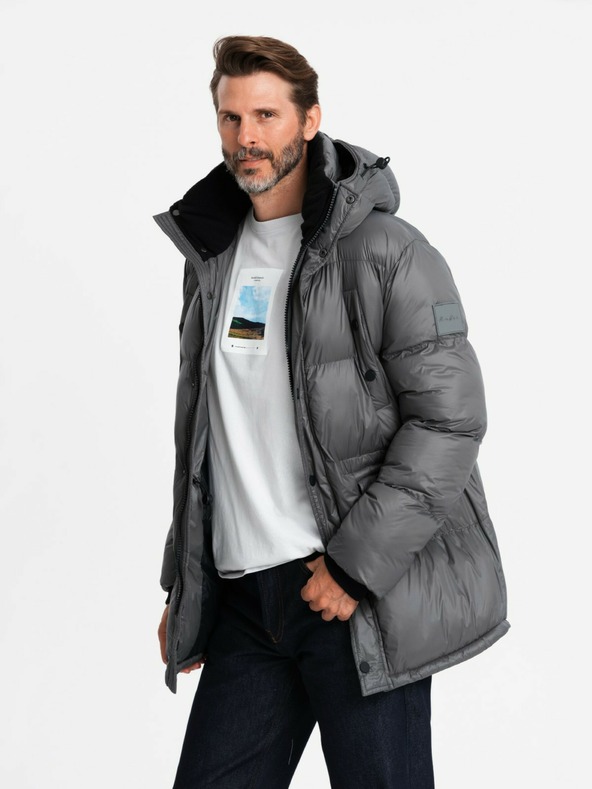 Ombre Clothing Jachetă lungă pentru bărbați cu buzunare Ombre Clothing