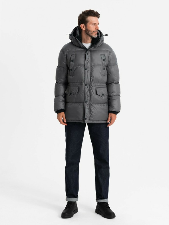 Ombre Clothing Jachetă lungă pentru bărbați cu buzunare Ombre Clothing