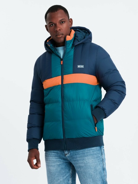 Ombre Clothing Jachetă sport retro pentru bărbați în albastru închis și portocaliu Ombre Clothing