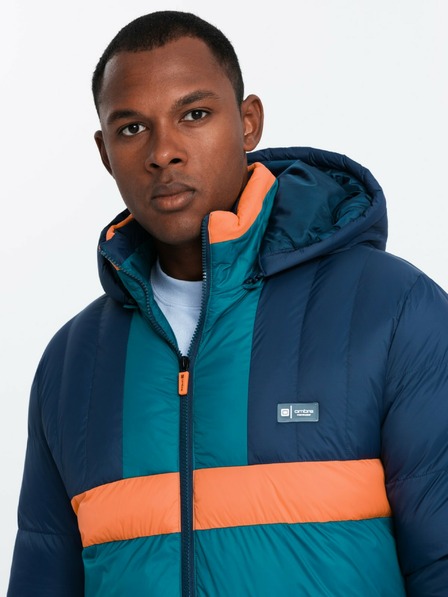 Ombre Clothing Jachetă sport retro pentru bărbați în albastru închis și portocaliu Ombre Clothing