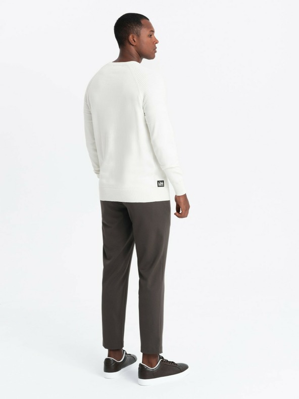 Ombre Clothing Pulover Raglan pentru bărbați cu mâneci cu nervuri Alb Îmbrăcăminte Ombre