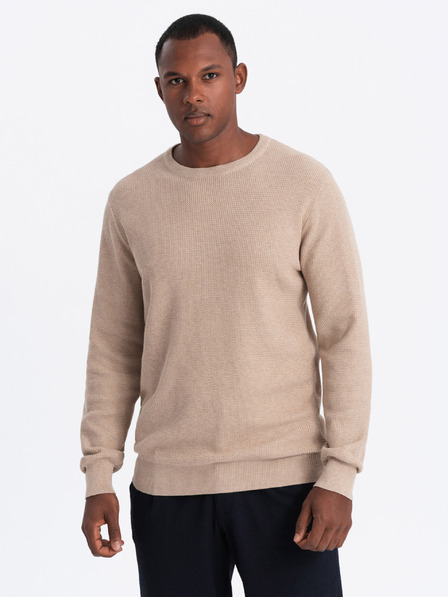Ombre Clothing Pulover tricotat structurat melange pentru bărbați nisip Îmbrăcăminte Ombre