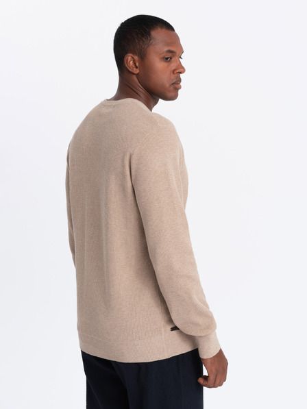 Ombre Clothing Pulover tricotat structurat melange pentru bărbați nisip Îmbrăcăminte Ombre
