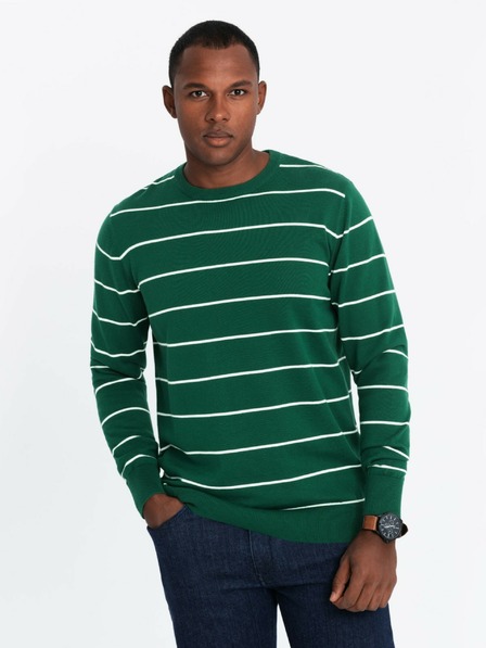 Ombre Clothing Pulover casual bărbătesc cu dungi orizontale verde Ombre Clothing