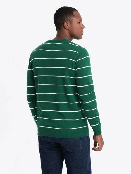 Ombre Clothing Pulover casual bărbătesc cu dungi orizontale verde Ombre Clothing