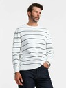 Ombre Clothing Pulover casual pentru bărbați cu dungi orizontale crem Îmbrăcăminte Ombre