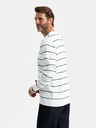 Ombre Clothing Pulover casual pentru bărbați cu dungi orizontale crem Îmbrăcăminte Ombre