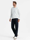 Ombre Clothing Pulover casual pentru bărbați cu dungi orizontale crem Îmbrăcăminte Ombre
