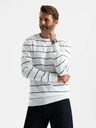 Ombre Clothing Pulover casual pentru bărbați cu dungi orizontale crem Îmbrăcăminte Ombre