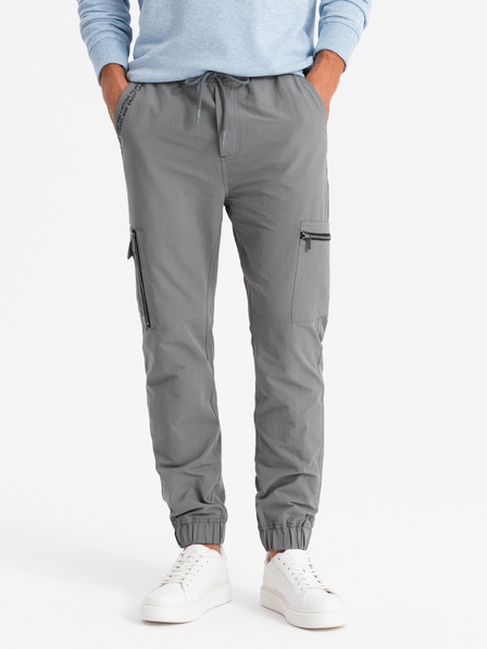 Ombre Clothing Pantaloni jogger pentru bărbați cu buzunare și imprimeu gri Îmbrăcăminte Ombre