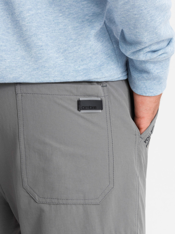 Ombre Clothing Pantaloni jogger pentru bărbați cu buzunare și imprimeu gri Îmbrăcăminte Ombre