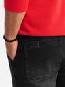 Ombre Clothing Pantaloni de trening din denim pentru bărbați cu cusături asimetrice negru Ombre Clothing