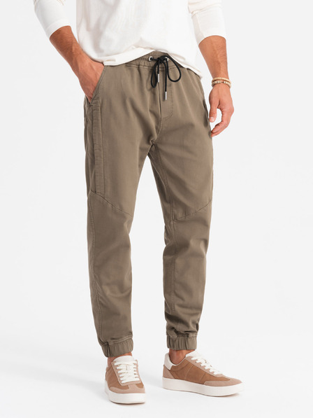 Ombre Clothing Pantaloni de trening tricotați pentru bărbați cu pliuri maro închis Ombre Clothing
