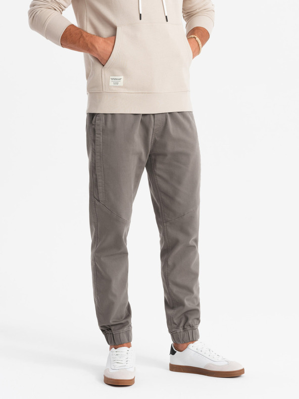 Ombre Clothing Pantaloni de trening tricotați pentru bărbați cu pliuri grafit Ombre Clothing