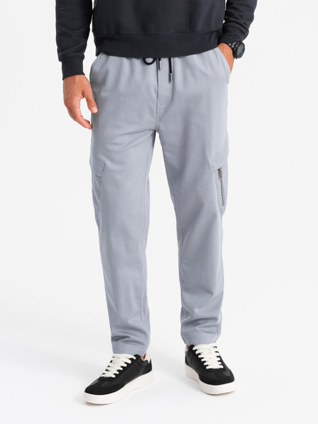 Ombre Clothing Pantaloni de trening tricotați pentru bărbați cu buzunare cargo gri deschis Îmbrăcăminte Ombre