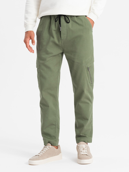 Ombre Clothing Pantaloni de trening tricotați pentru bărbați cu buzunare măsliniu Ombre Clothing