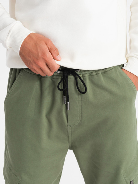Ombre Clothing Pantaloni de trening tricotați pentru bărbați cu buzunare măsliniu Ombre Clothing