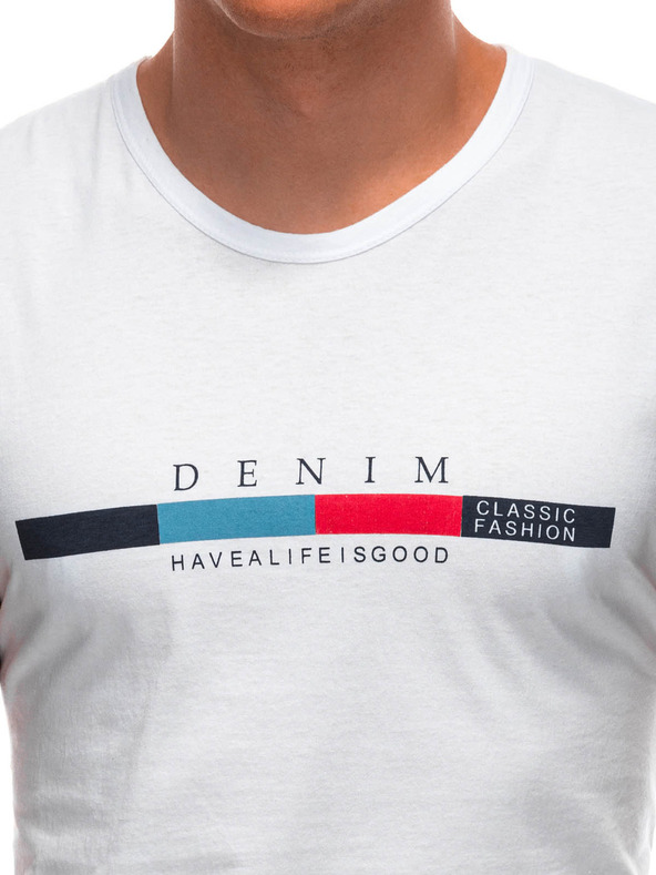 Edoti EDOTI Tricou cu imprimeu pentru bărbați, alb