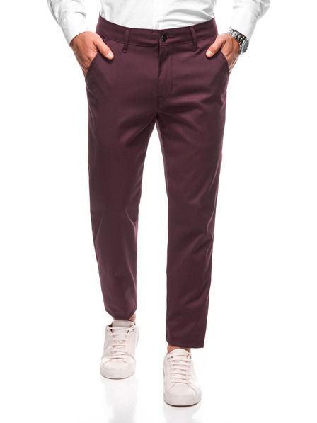 Edoti EDOTI Pantaloni chino pentru bărbați, roșu închis