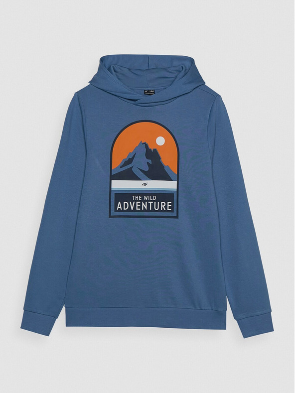 4F Sweatshirt cu glugă 4F pentru băieți - albastru