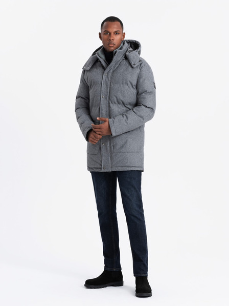 Ombre Clothing Jachetă parka lungă și călduroasă pentru bărbați cu lână Ombre Clothing
