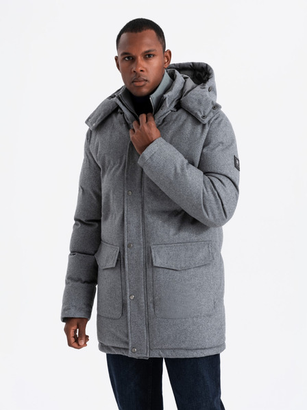 Ombre Clothing Jachetă parka lungă și călduroasă pentru bărbați cu lână Ombre Clothing