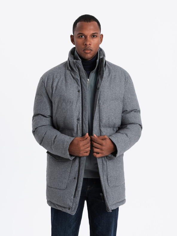 Ombre Clothing Jachetă parka lungă și călduroasă pentru bărbați cu lână Ombre Clothing