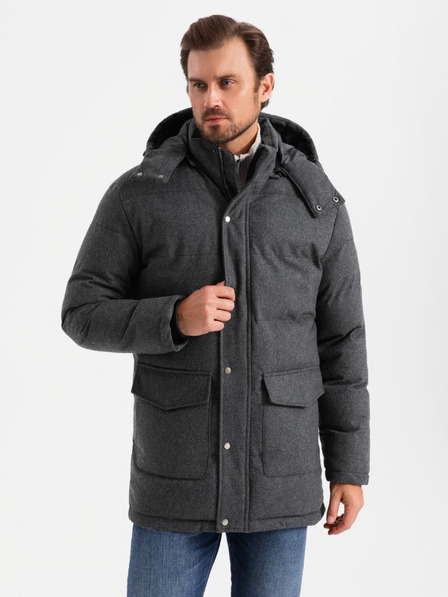 Ombre Clothing Jachetă parka lungă și călduroasă pentru bărbați cu lână Ombre Clothing