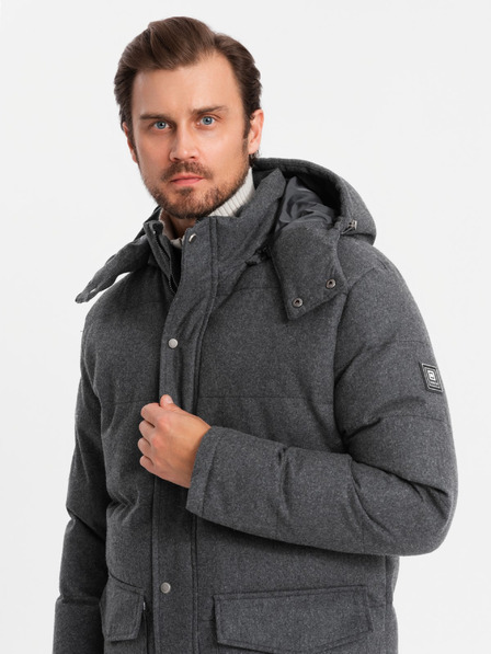 Ombre Clothing Jachetă parka lungă și călduroasă pentru bărbați cu lână Ombre Clothing