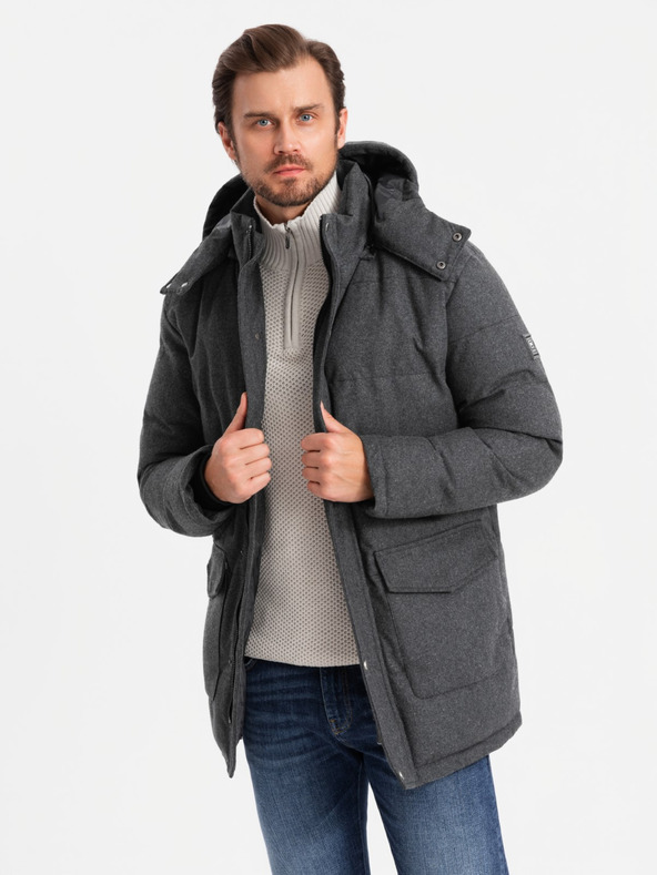 Ombre Clothing Jachetă parka lungă și călduroasă pentru bărbați cu lână Ombre Clothing