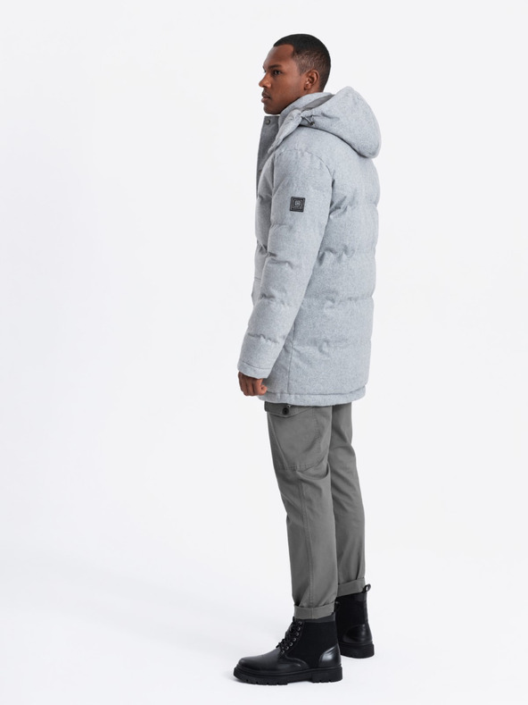 Ombre Clothing Jachetă parka lungă și călduroasă pentru bărbați cu lână Ombre Clothing