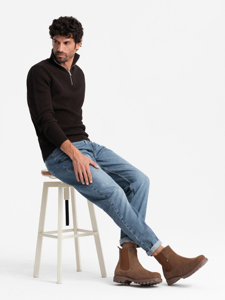 Ombre Clothing Pantofi Slip-on cu toc înalt din piele de căprioară pentru bărbați Îmbrăcăminte Ombre