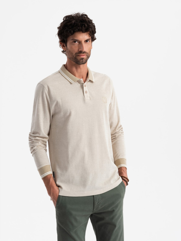 Ombre Clothing Tricou polo cu mânecă lungă pentru bărbați Ombre Clothing