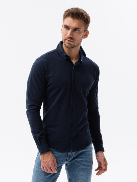 Ombre Clothing Cămașă tricotată cu mânecă Slim pentru bărbați Îmbrăcăminte Ombre