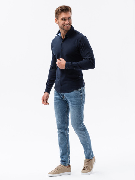 Ombre Clothing Cămașă tricotată cu mânecă Slim pentru bărbați Îmbrăcăminte Ombre