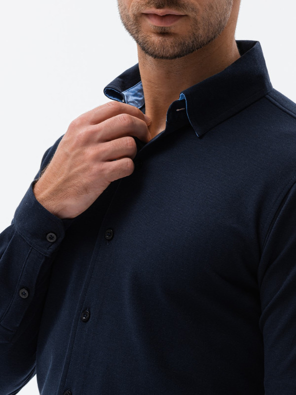 Ombre Clothing Cămașă tricotată cu mânecă Slim pentru bărbați Îmbrăcăminte Ombre