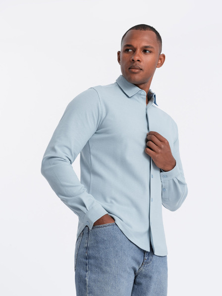 Ombre Clothing Cămașă tricotată cu mânecă Slim pentru bărbați Îmbrăcăminte Ombre