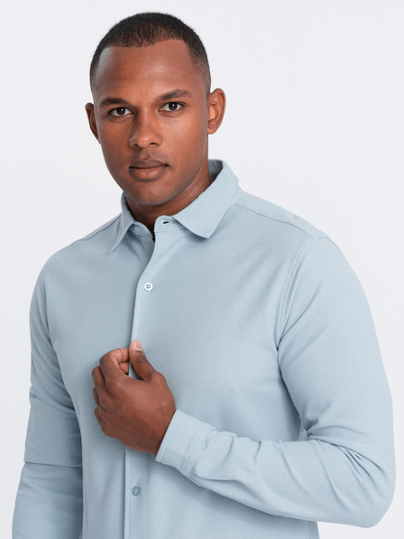 Ombre Clothing Cămașă tricotată cu mânecă Slim pentru bărbați Îmbrăcăminte Ombre