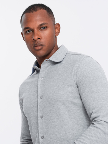 Ombre Clothing Cămașă tricotată cu mânecă Slim pentru bărbați Îmbrăcăminte Ombre
