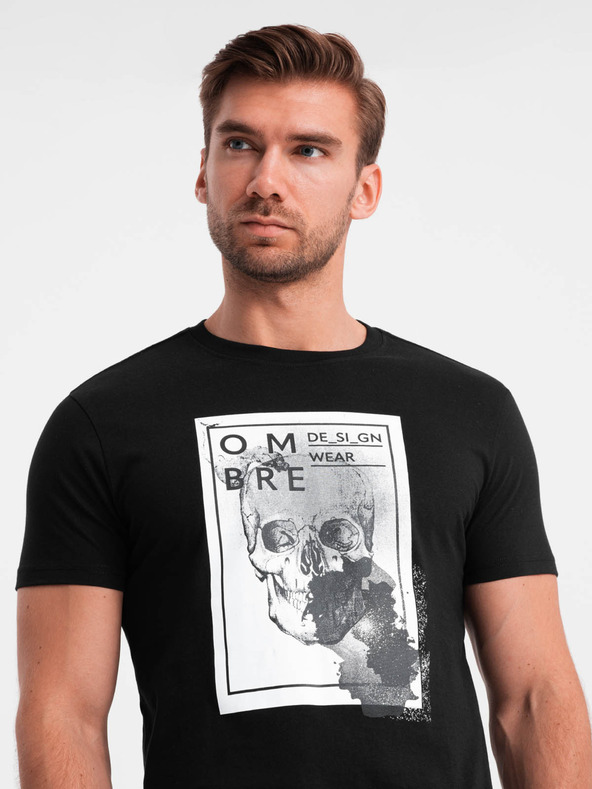Ombre Clothing Tricou bărbătesc din bumbac cu broderie delicată Ombre Clothing