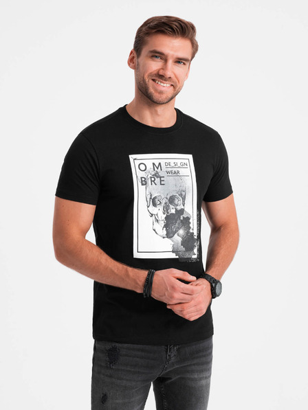 Ombre Clothing Tricou bărbătesc din bumbac cu broderie delicată Ombre Clothing
